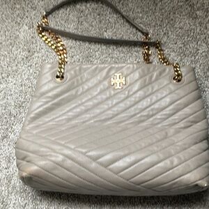 Tory Burch Gray Quilted Shoulder Bag
